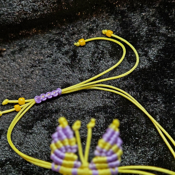 Handcrafted Purple and Gold Butterfly Bracelet - Picture 3 of 3